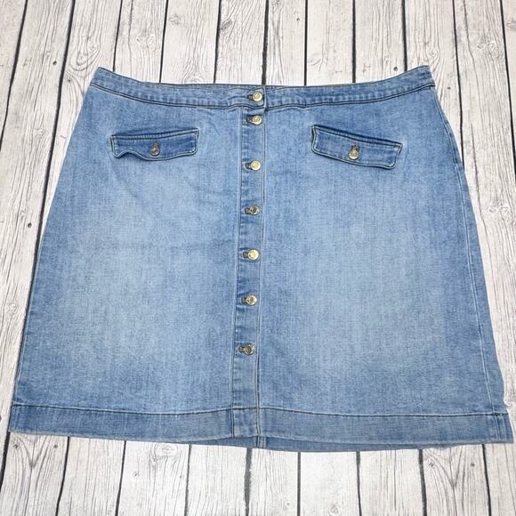 Talbots Plus Denim Button-Front Skirt Size 22W - Picture 1 of 4
